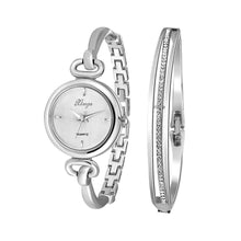 Rhinestone Diamond Woman Girl Ladies Bracelet Bangle Dress Wristwatch Silver Rhinestone Bangle Watch & Bracelet Set 590S J4U66