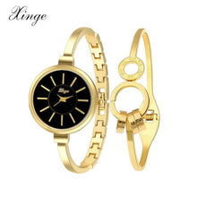 Women Ladies Bracelet Watch Dress Watches Gold Rhinestone Bangle Watch & Bracelet Set 609GB montre femme relogio feminino J4U66