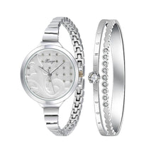 Women Luxury Top Rose Gold Silver Women Fashion Classic Watch Crystal Rhinestone Bangle Watch Bracelet Set 189 for Ladies J4U66