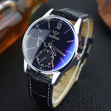 Mens watches Top Brand Luxury Fashion Faux Leather Mens Business ClockBlue Ray Glass Quartz Analog Watches J4U66