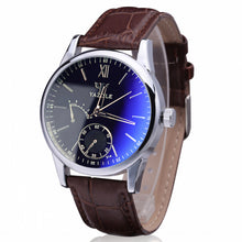 Mens watches Top Brand Luxury Fashion Faux Leather Mens Business ClockBlue Ray Glass Quartz Analog Watches J4U66
