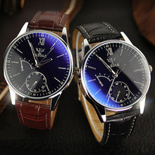Mens watches Top Brand Luxury Fashion Faux Leather Mens Business ClockBlue Ray Glass Quartz Analog Watches J4U66