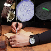 Brand Luxury Famous men watch Mens Waterproof Noctilucent Leather Blue Ray Glass Quartz Analog Watches Relogio Masculino J4U66