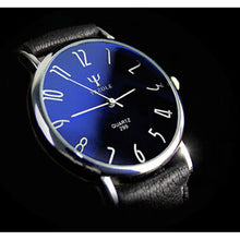 relogio masculino Leather Belt Band Analog Men's Quartz Watch Fashion Blue Ray Glass Casual Business Sports Mens Watches J4U66