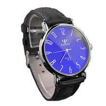 relogio masculino Leather Belt Band Analog Men's Quartz Watch Fashion Blue Ray Glass Casual Business Sports Mens Watches J4U66