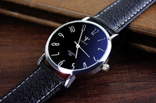 relogio masculino Leather Belt Band Analog Men's Quartz Watch Fashion Blue Ray Glass Casual Business Sports Mens Watches J4U66
