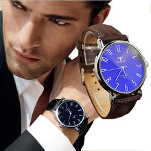 relogio masculino Leather Belt Band Analog Men's Quartz Watch Fashion Blue Ray Glass Casual Business Sports Mens Watches J4U66