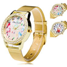Fashion Cute Santa Snowman Women Rhinestones Quartz Steel Mesh Belt Wrist Watch Gold Plated Diamond Watches Gift J4U66