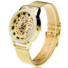 Fashion Cute Santa Snowman Women Rhinestones Quartz Steel Mesh Belt Wrist Watch Gold Plated Diamond Watches Gift J4U66