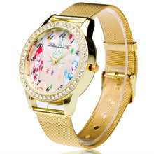 Fashion Cute Santa Snowman Women Rhinestones Quartz Steel Mesh Belt Wrist Watch Gold Plated Diamond Watches Gift J4U66