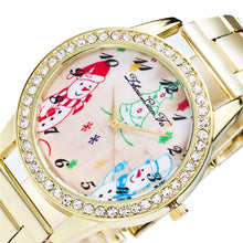 Fashion Cute Santa Snowman Women Rhinestones Quartz Steel Strip Wristwatch Gold Diamond Watches Gift J4U66