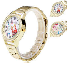 Fashion Cute Santa Snowman Women Rhinestones Quartz Steel Strip Wristwatch Gold Diamond Watches Gift J4U66