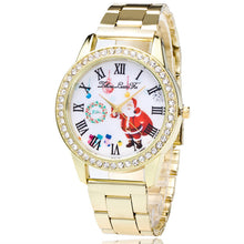 Fashion Cute Santa Snowman Women Rhinestones Quartz Steel Strip Wristwatch Gold Diamond Watches Gift J4U66