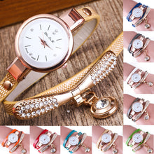 Fashion Girls Ladies Women's Watches Faux Leather Rhinestone Analog Bracelet Quartz Wrist Watches relogio feminino J4U66