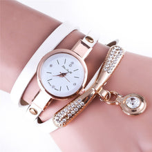 Fashion Girls Ladies Women's Watches Faux Leather Rhinestone Analog Bracelet Quartz Wrist Watches relogio feminino J4U66