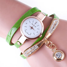 Fashion Girls Ladies Women's Watches Faux Leather Rhinestone Analog Bracelet Quartz Wrist Watches relogio feminino J4U66