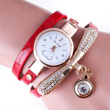 Fashion Girls Ladies Women's Watches Faux Leather Rhinestone Analog Bracelet Quartz Wrist Watches relogio feminino J4U66