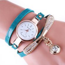 Fashion Girls Ladies Women's Watches Faux Leather Rhinestone Analog Bracelet Quartz Wrist Watches relogio feminino J4U66