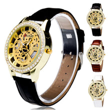 Fashion Luxury Women Analog Automatic Watch Leather Band Rhinestone Mechanical Wristwatches Clock Gift J4U66