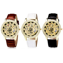 Fashion Luxury Women Analog Automatic Watch Leather Band Rhinestone Mechanical Wristwatches Clock Gift J4U66