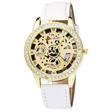 Fashion Luxury Women Analog Automatic Watch Leather Band Rhinestone Mechanical Wristwatches Clock Gift J4U66