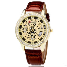 Fashion Luxury Women Analog Automatic Watch Leather Band Rhinestone Mechanical Wristwatches Clock Gift J4U66