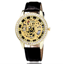 Fashion Luxury Women Analog Automatic Watch Leather Band Rhinestone Mechanical Wristwatches Clock Gift J4U66