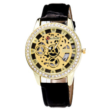 Fashion Luxury Women Analog Automatic Watch Leather Band Rhinestone Mechanical Wristwatches Clock Gift J4U66