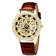 Fashion Luxury Women Analog Automatic Watch Leather Band Rhinestone Mechanical Wristwatches Clock Gift J4U66