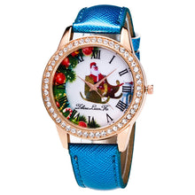 Fashion Women Men Santa Claus Analog Quartz Watch Leather Band Rhinestone Wrist Watch s HoursGift J4U66