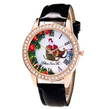 Fashion Women Men Santa Claus Analog Quartz Watch Leather Band Rhinestone Wrist Watch s HoursGift J4U66