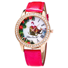 Fashion Women Men Santa Claus Analog Quartz Watch Leather Band Rhinestone Wrist Watch s HoursGift J4U66