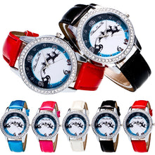 Fashion Women MenElk Analog Quartz Watch Leather Band Rhinestone Wrist Watch s HoursGift J4U66