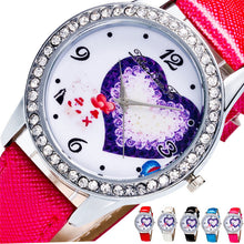Snowmen Big Heart Women Luxury Diamond Leather Quartz Wrist Dress Watch Montre femme Clock Lovers' Watch Gifts J4U66