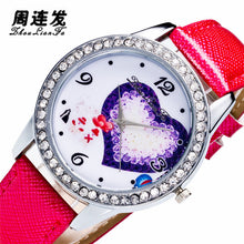 Snowmen Big Heart Women Luxury Diamond Leather Quartz Wrist Dress Watch Montre femme Clock Lovers' Watch Gifts J4U66