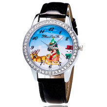 Women Men Santa Claus Analog Quartz Watch Leather Band Rhinestone Wrist Watch s HoursGift J4U66