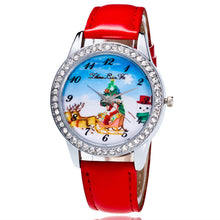 Women Men Santa Claus Analog Quartz Watch Leather Band Rhinestone Wrist Watch s HoursGift J4U66