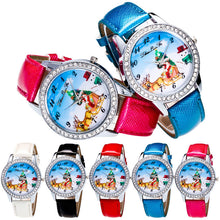 Women Men Santa Claus Analog Quartz Watch Leather Band Rhinestone Wrist Watch s HoursGift J4U66