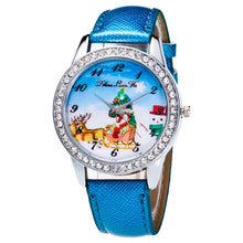 Women Men Santa Claus Analog Quartz Watch Leather Band Rhinestone Wrist Watch s HoursGift J4U66