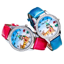 Women Men Santa Claus Analog Quartz Watch Leather Band Rhinestone Wrist Watch s HoursGift J4U66