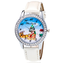 Women Men Santa Claus Analog Quartz Watch Leather Band Rhinestone Wrist Watch s HoursGift J4U66