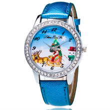 Women Men Santa Claus Analog Quartz Watch Leather Band Rhinestone Wrist Watch s HoursGift J4U66
