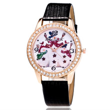 Women Men Snowman Analog Quartz Watch Leather Band Rhinestone Wrist Watch Gift J4U66