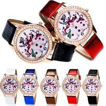 Women Men Snowman Analog Quartz Watch Leather Band Rhinestone Wrist Watch Gift J4U66