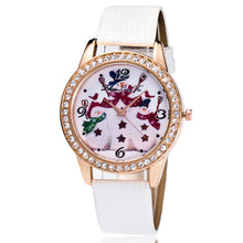Women Men Snowman Analog Quartz Watch Leather Band Rhinestone Wrist Watch Gift J4U66