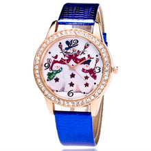 Women Men Snowman Analog Quartz Watch Leather Band Rhinestone Wrist Watch Gift J4U66