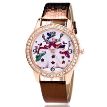 Women Men Snowman Analog Quartz Watch Leather Band Rhinestone Wrist Watch Gift J4U66