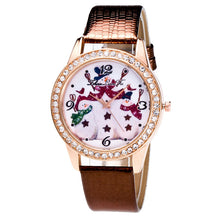 Women Men Snowman Analog Quartz Watch Leather Band Rhinestone Wrist Watch Gift J4U66