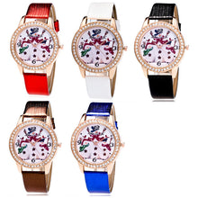 Women Men Snowman Analog Quartz Watch Leather Band Rhinestone Wrist Watch Gift J4U66