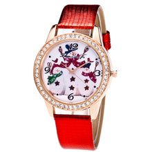 Women Men Snowman Analog Quartz Watch Leather Band Rhinestone Wrist Watch Gift J4U66